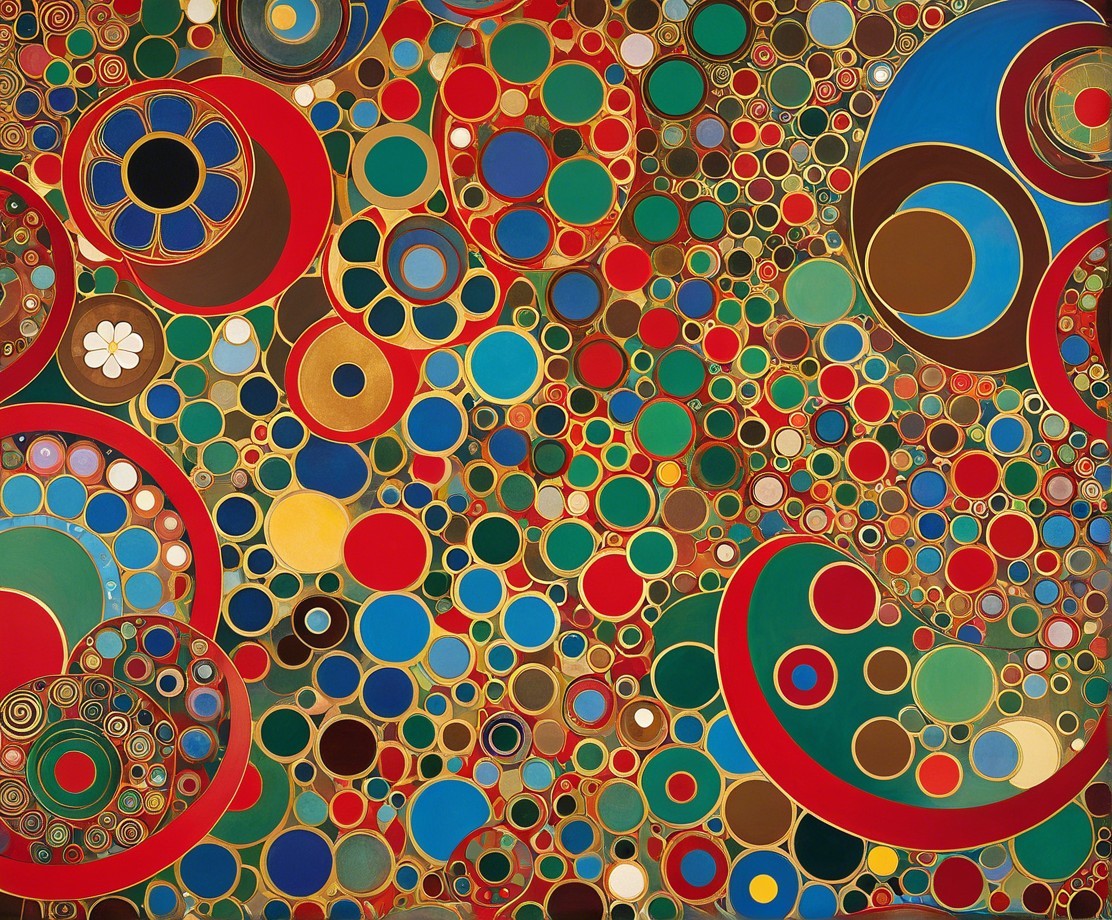 Vibrant Mosaic of Colorful Circles and Crescents