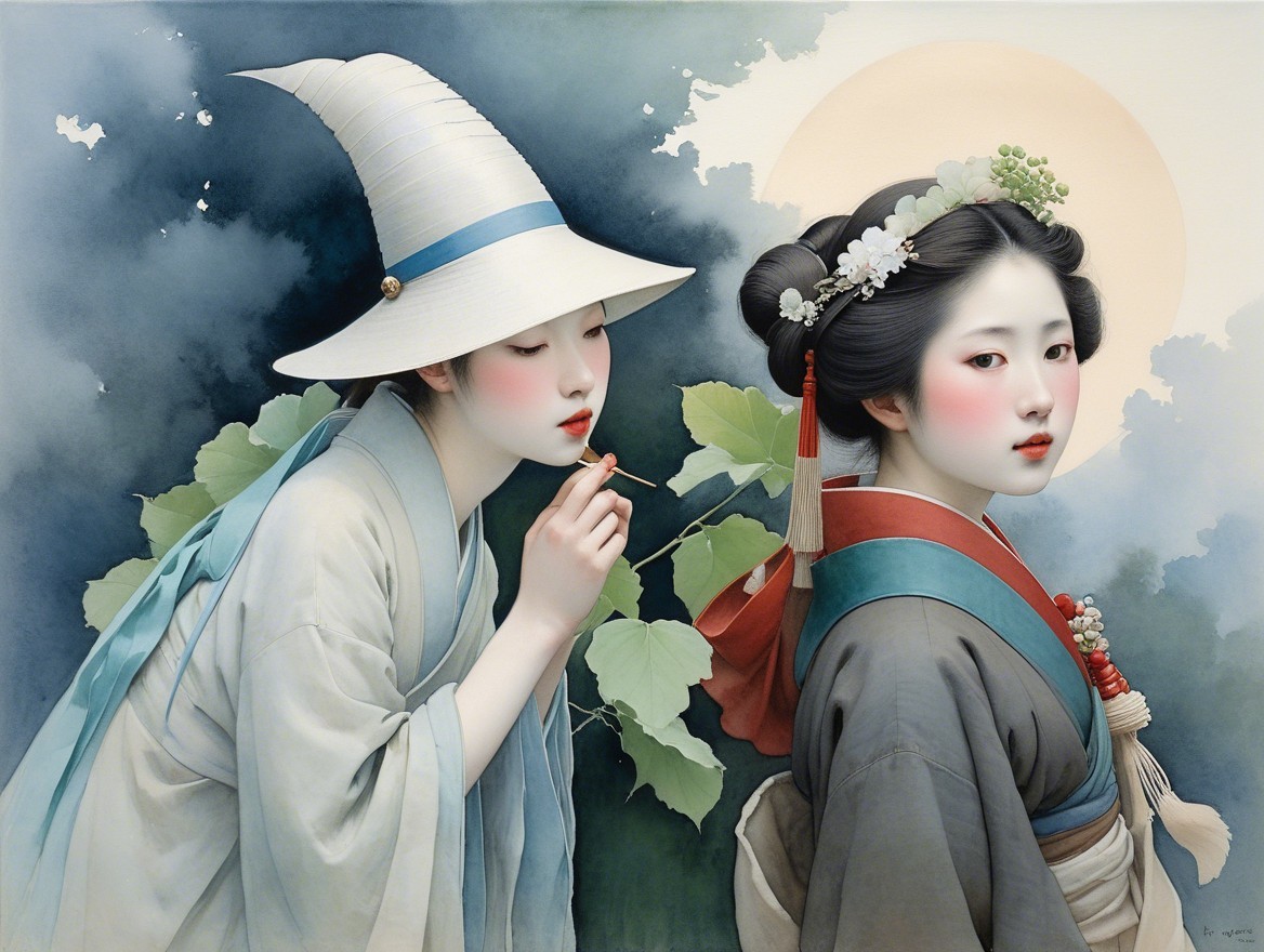 Elegantly Dressed Women in Traditional Attire