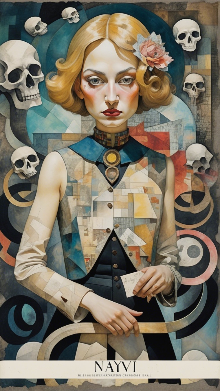 Stylized portrait of a woman with geometric shapes
