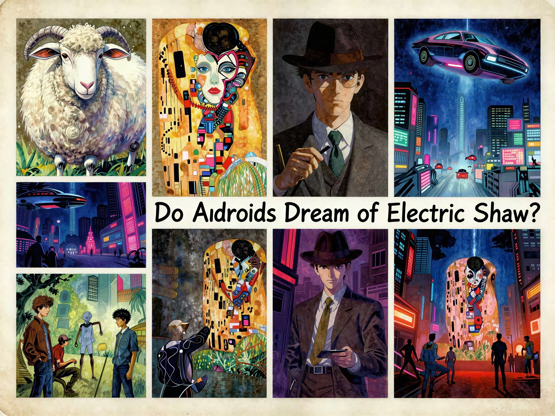 Collage of Eight Images with Cursive Text Overlay