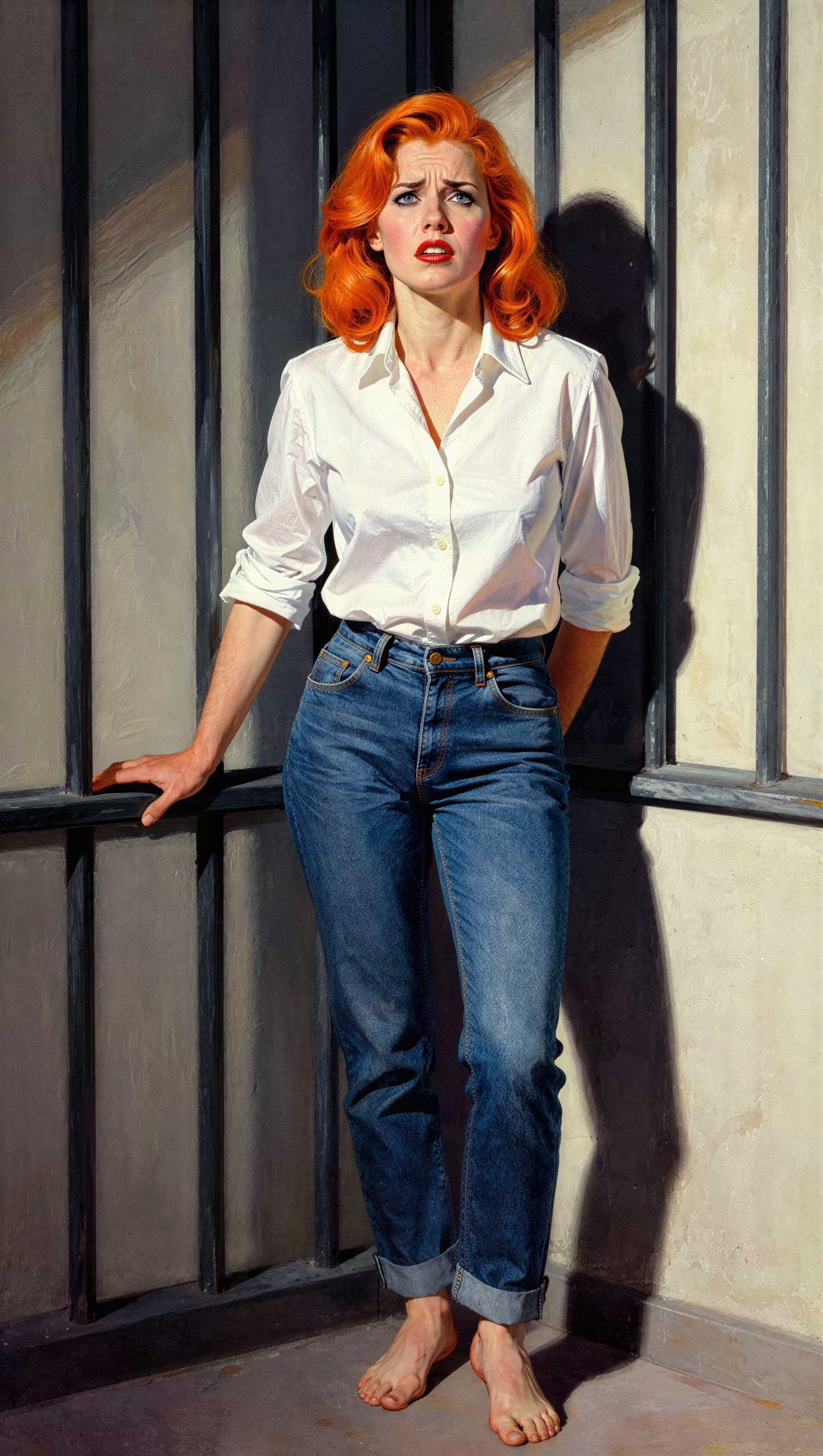 Photorealistic Oil Painting of Distressed Woman