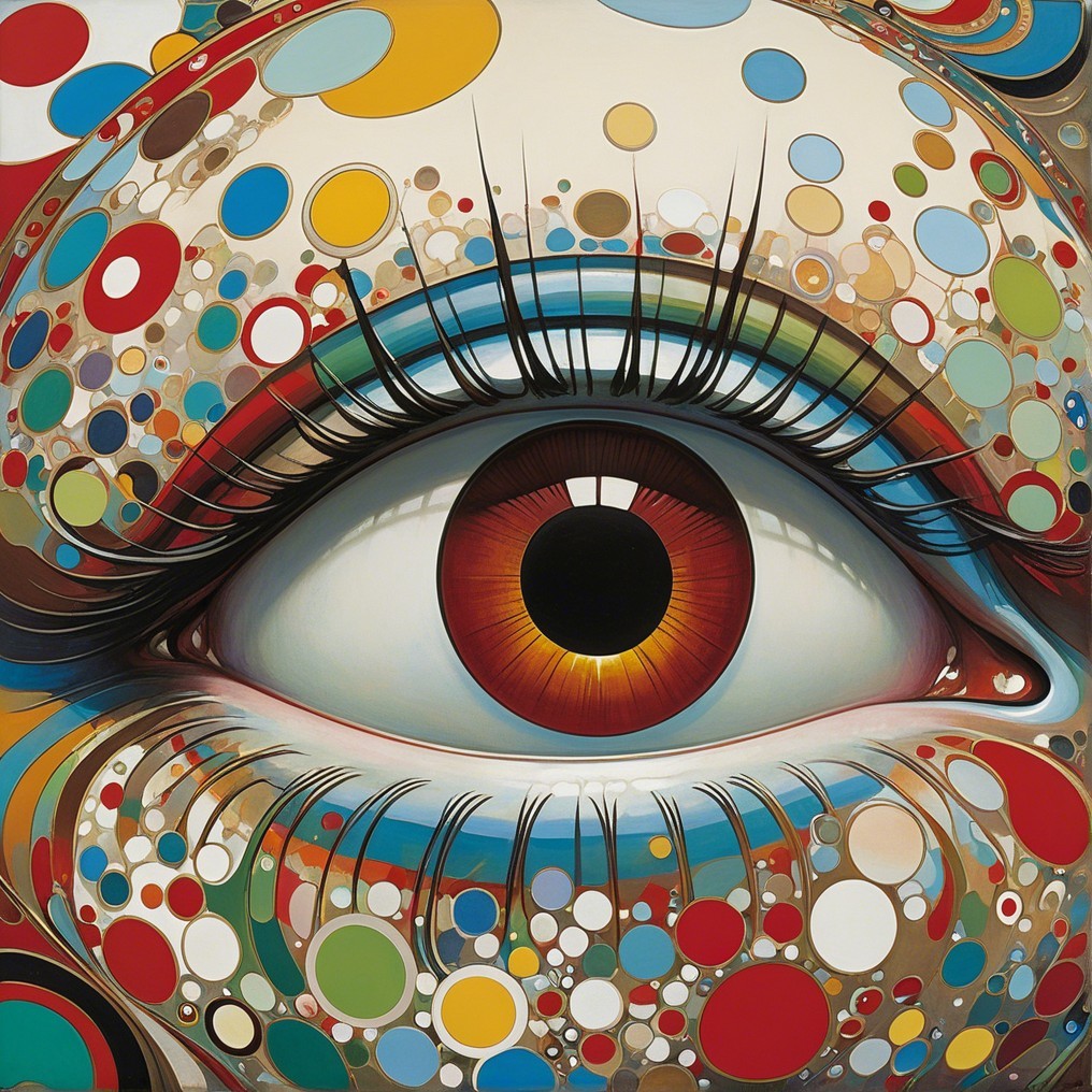 Large Eye Surrounded by Colorful Abstract Patterns