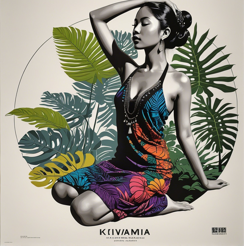 Woman in Floral Dress Surrounded by Tropical Foliage