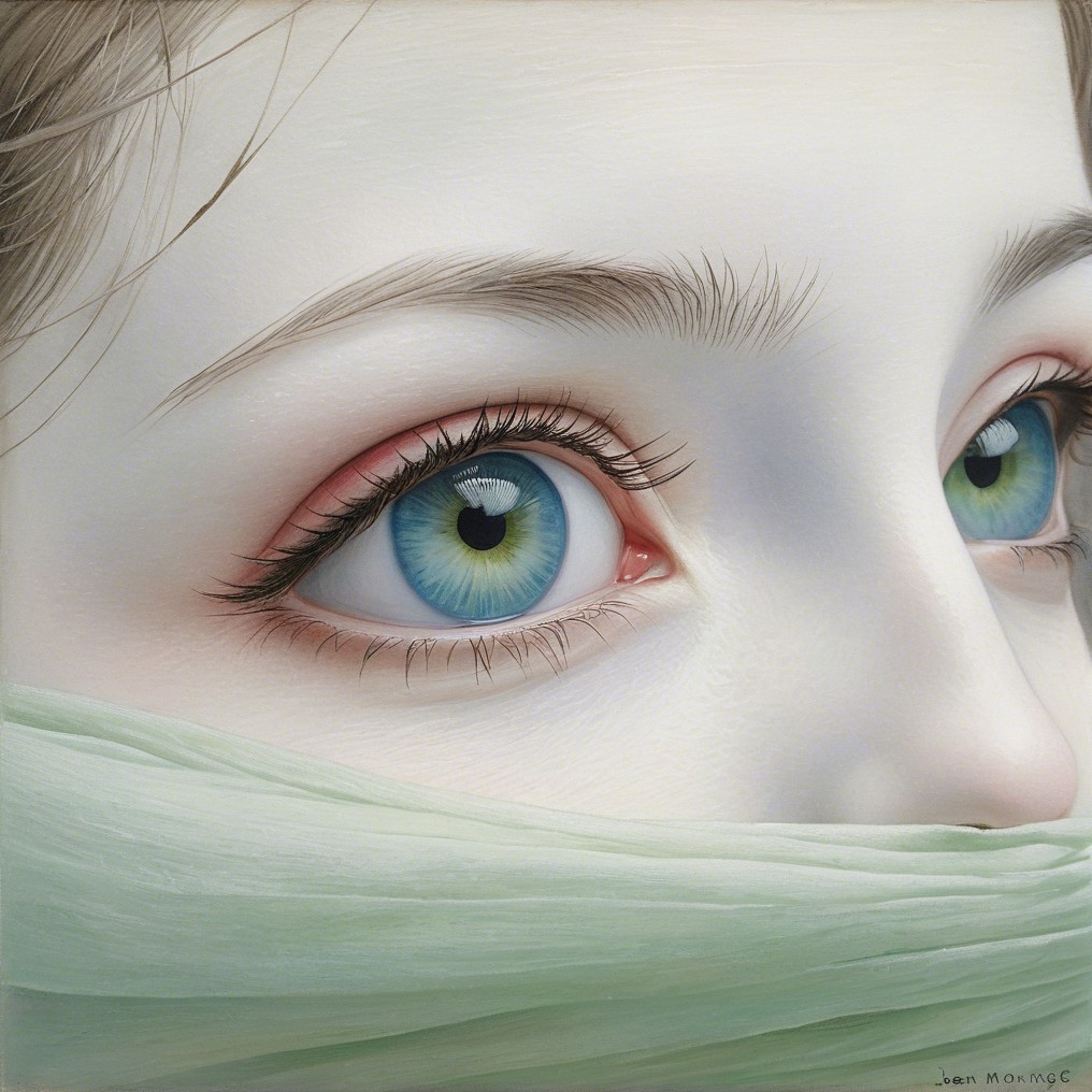 Close-Up of a Young Person's Serene Face and Eyes
