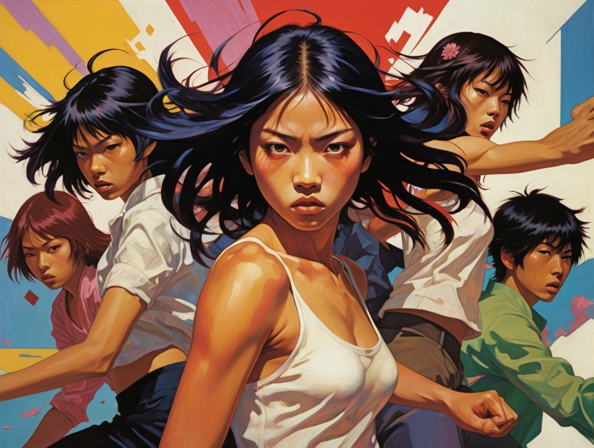 Vibrant Illustration of Youthful Determination and Resilience