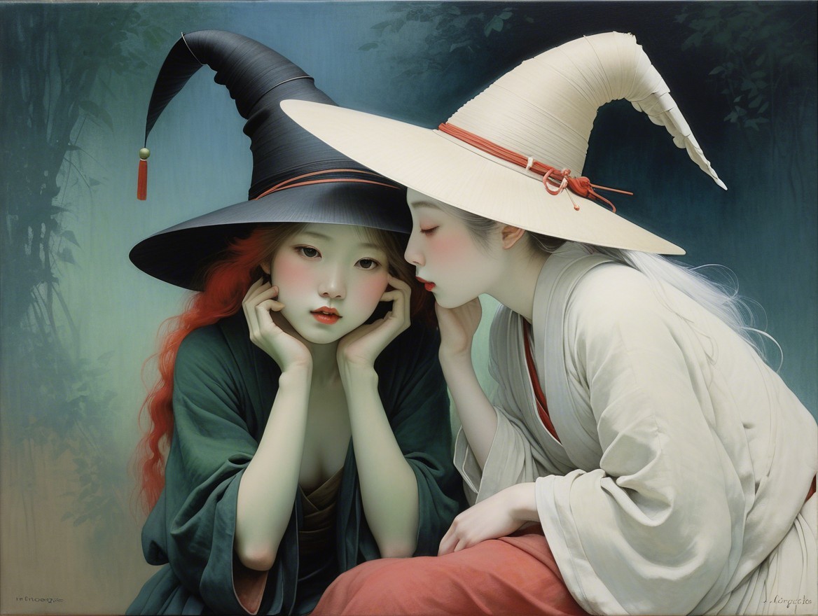 Mystical Forest Encounter Between Two Enchanting Figures