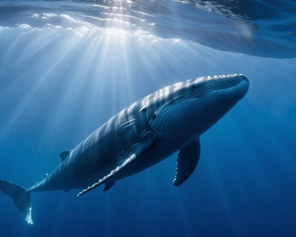 Majestic Humpback Whale in Deep Blue Ocean