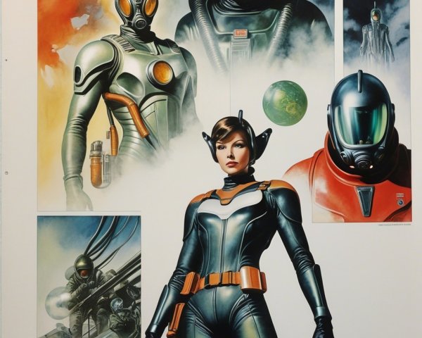 Sci-fi Poster Featuring Illustrations of Characters and Planets