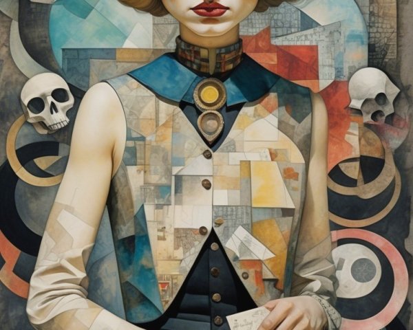 Stylized portrait of a woman with geometric shapes