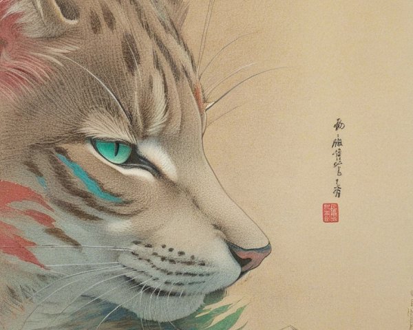 Detailed Profile of a Wildcat with Turquoise Eyes