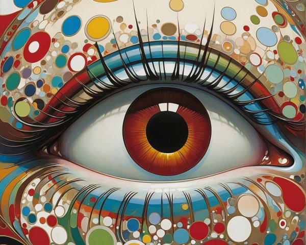 Large Eye Surrounded by Colorful Abstract Patterns