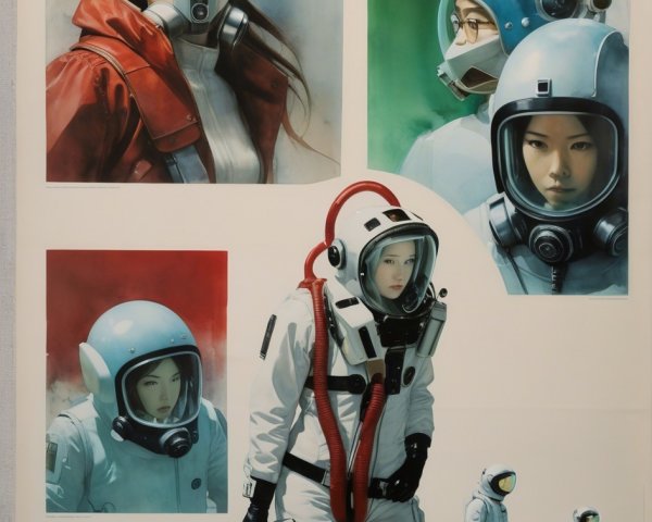 Collage of Women in Breathing Apparatus and Suits