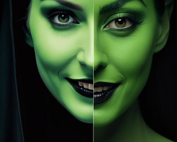 Woman with Split Face Design in Witch-Like Theme