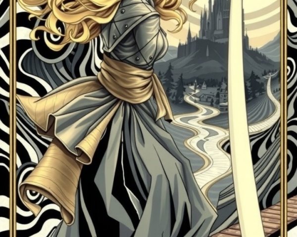 Fairy Tale Character Page of Swords in Mystical Setting