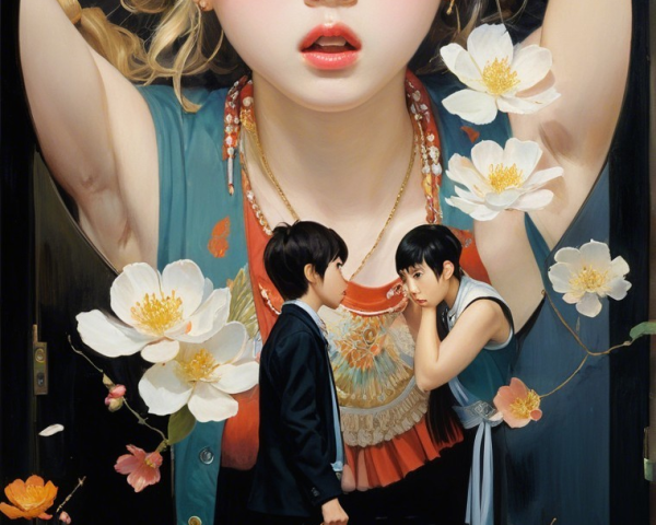 Surreal Artwork of Young Woman and Emotional Intimacy