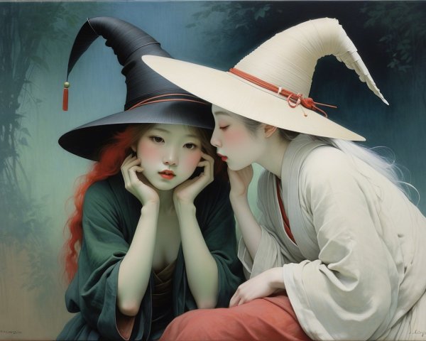 Mystical Forest Encounter Between Two Enchanting Figures