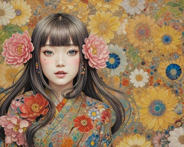 Portrait of a Young Woman in Traditional Kimono