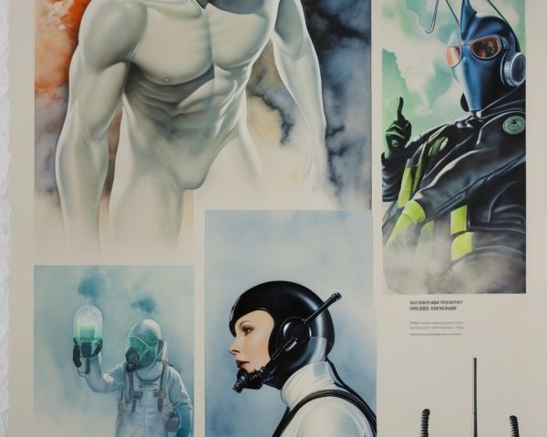 Comic Book Style Painting of Classic Sci-Fi Scenes