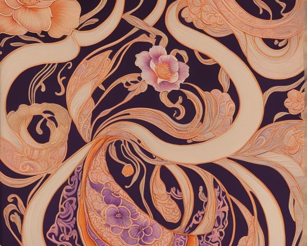 Abstract Design with Pastel Hues and Floral Motifs