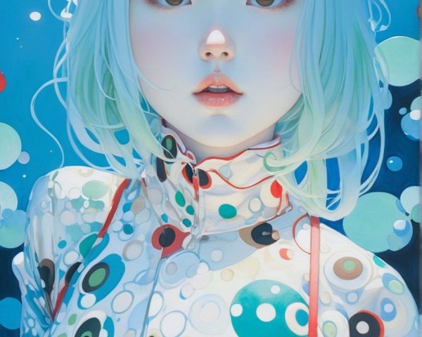 Underwater Portrait of Woman with Mint-Green Hair