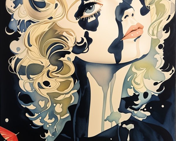 Portrait of a Woman with Abstract Background Elements