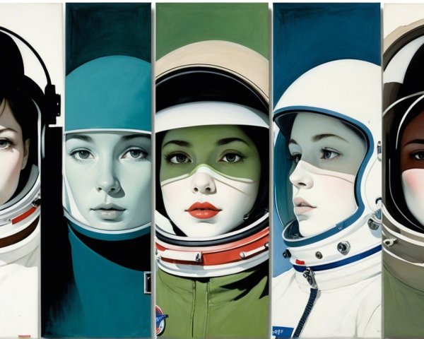 Portraits of Women in Colorful Astronaut Helmets