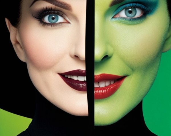 Split-Face Design Showcasing Glamorous and Vibrant Characters