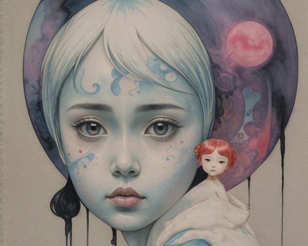 Surreal Portrait of Girl with Ethereal Features