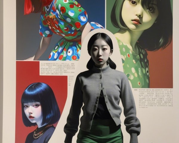 Collage of Female Figures with Colorful Backgrounds