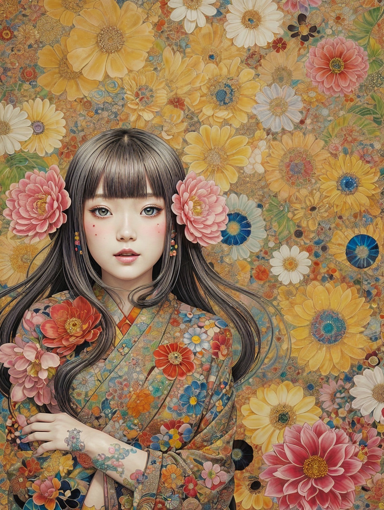 Portrait of a Young Woman in Traditional Kimono