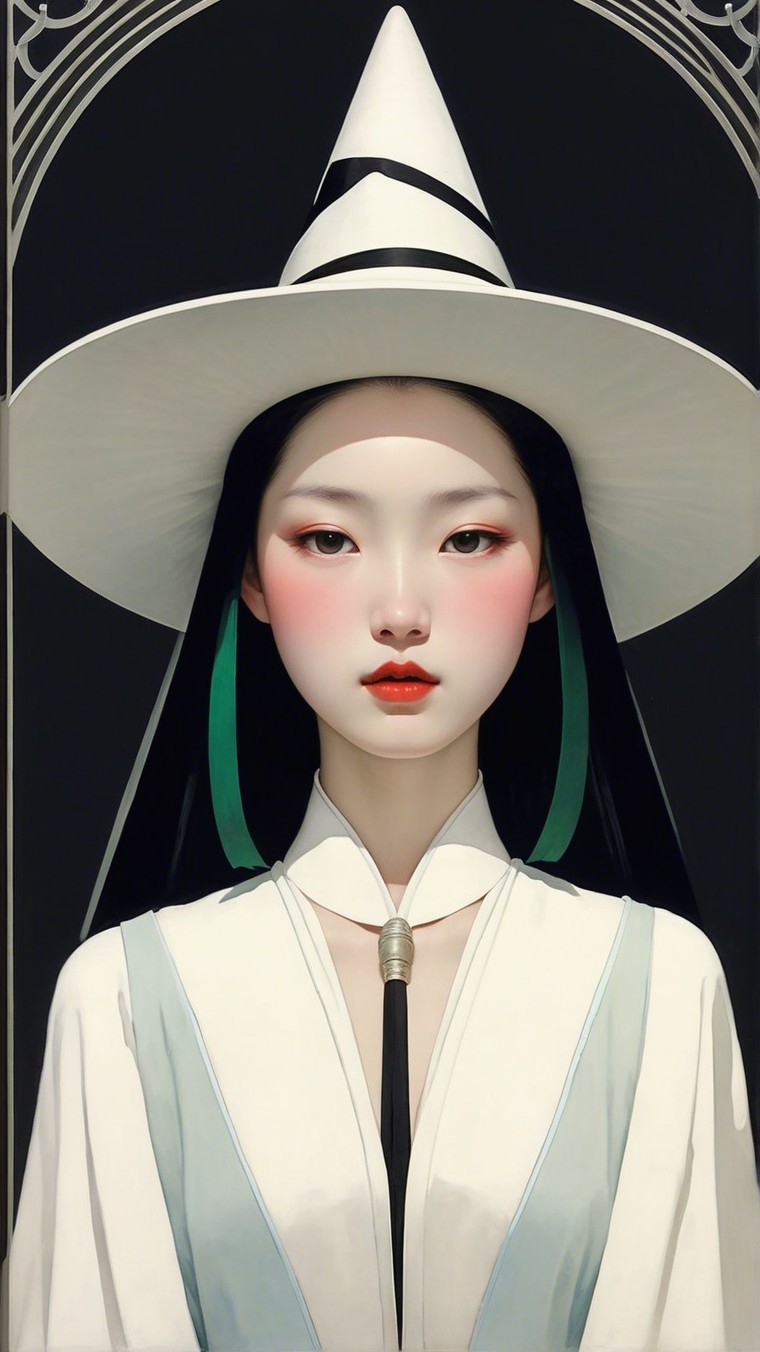 Young Woman in Traditional Outfit with Striking Features