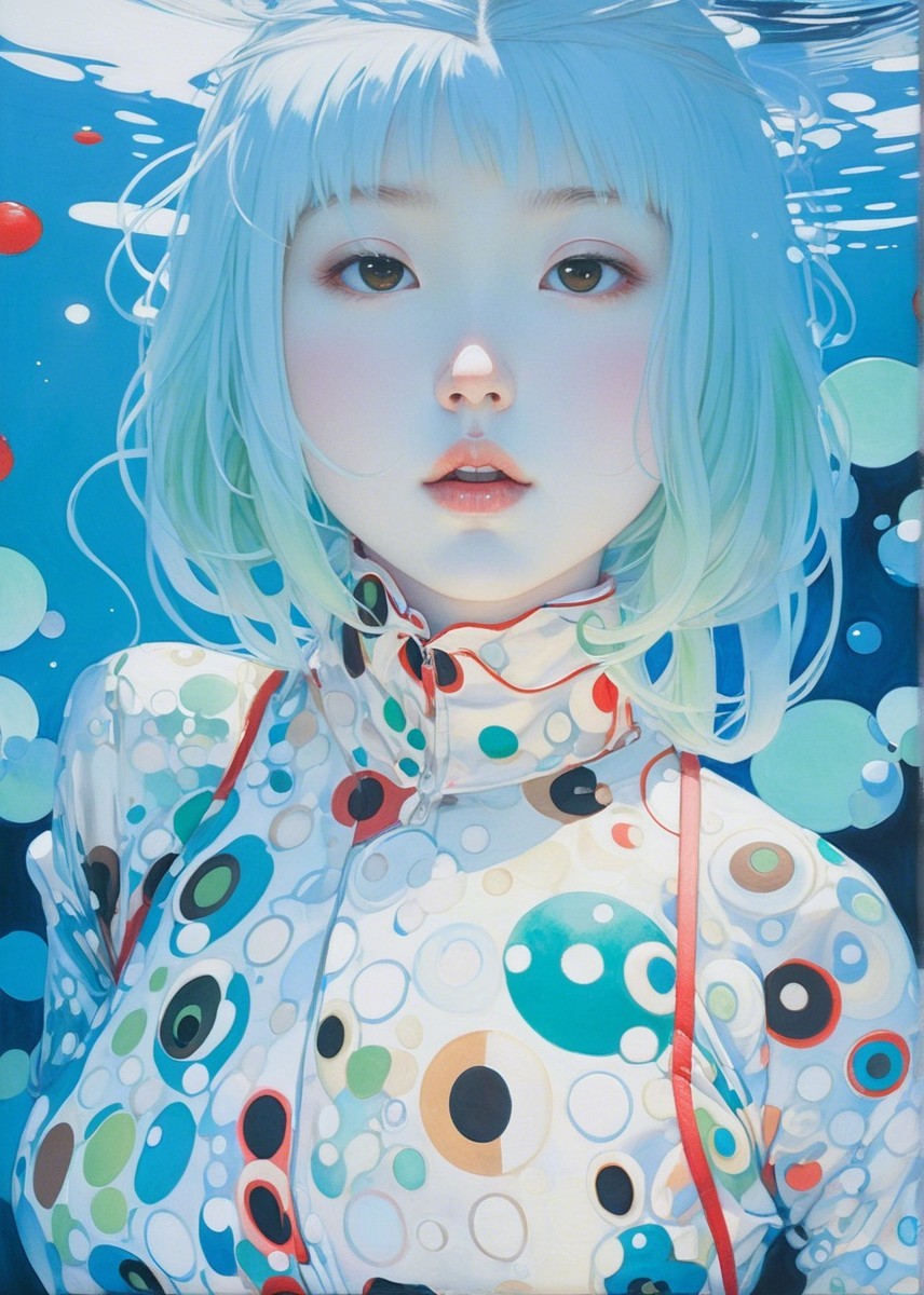 Underwater Portrait of Woman with Mint-Green Hair