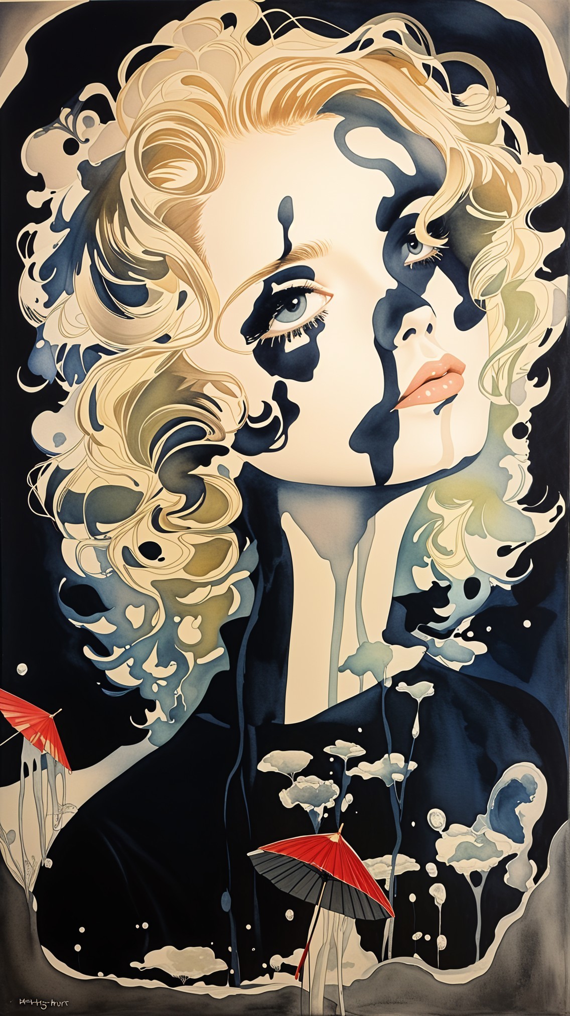 Portrait of a Woman with Abstract Background Elements