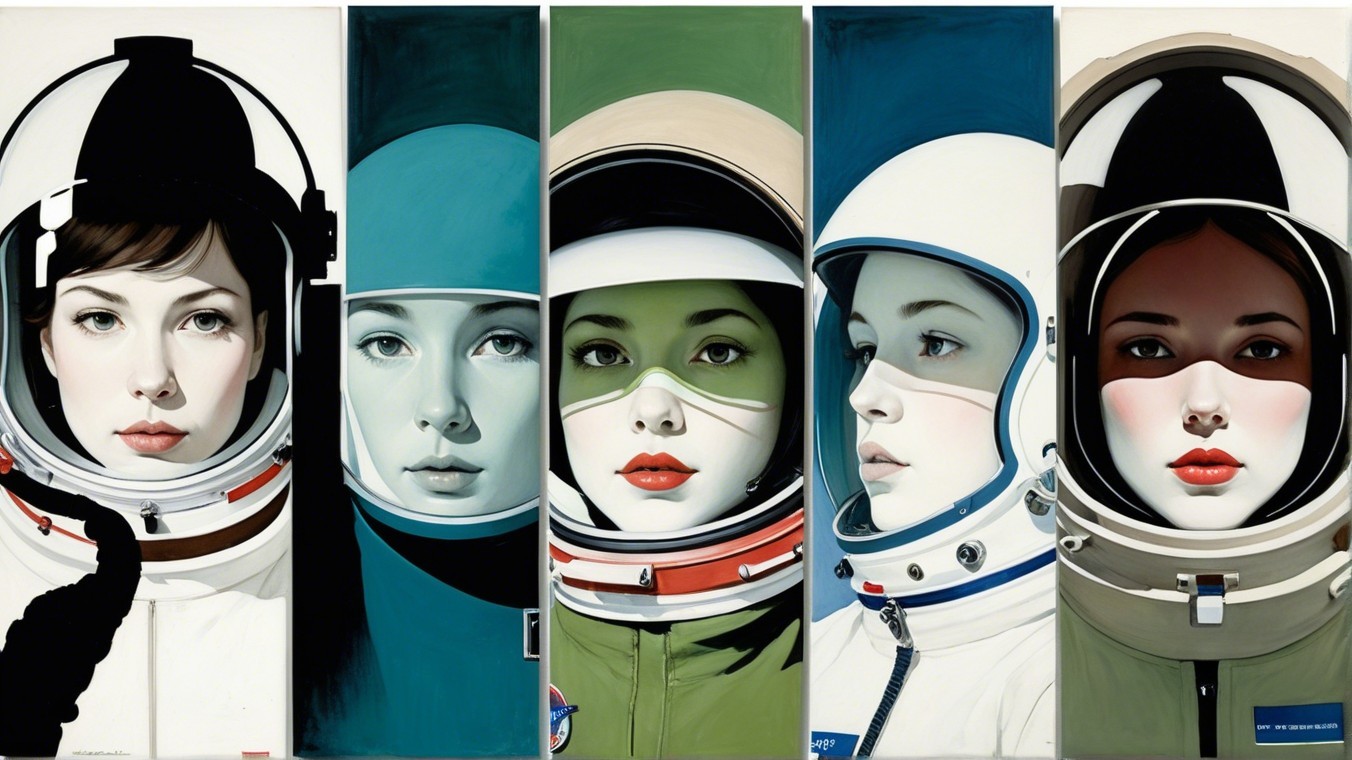 Portraits of Women in Colorful Astronaut Helmets