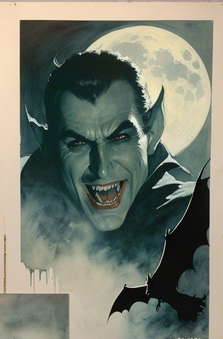 Full Body Fantasy Portrait of Dracula with Details