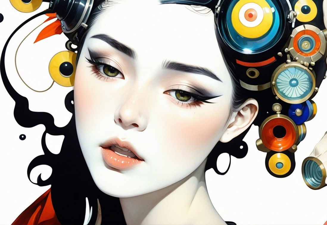 Portrait of a Woman with Vibrant Makeup and Accessories