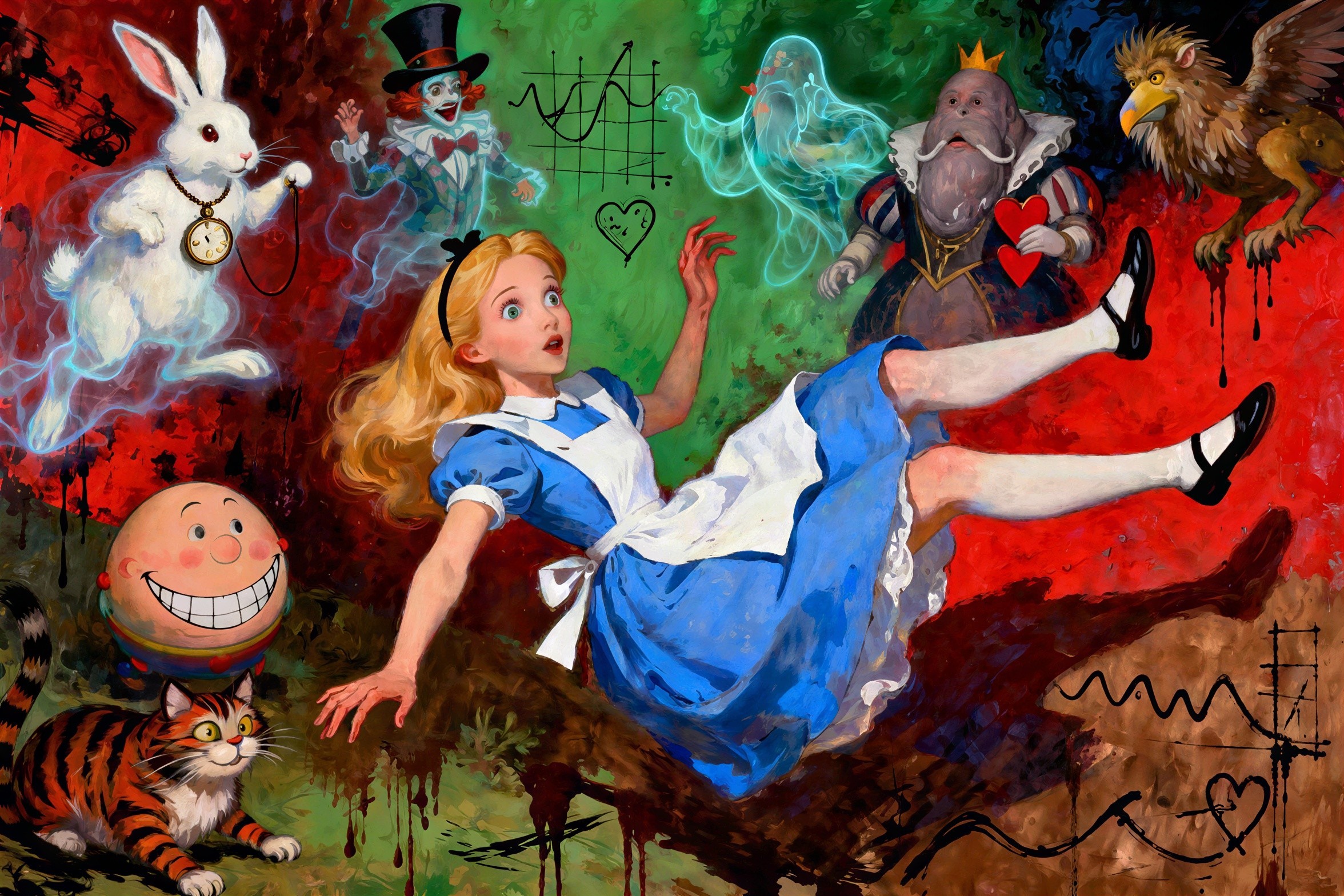 Alice in Wonderland's Vibrant Rabbit Hole Scene