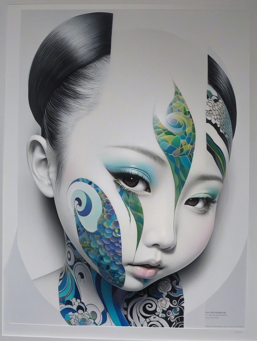 Stylized Portrait of a Young Girl with Intricate Designs