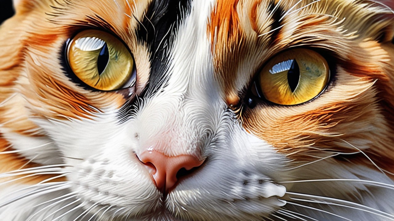 Close-Up of a Cat's Face with Striking Features