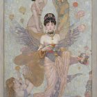 Serene Figure in Yellow Robe on Grand Throne
