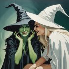 Young Women in Elegant Hats Against Gradient Background