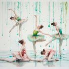 Ballet Dancers in Colorful Tutus with Vibrant Background