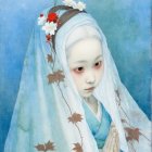 Serene Young Woman in Traditional Attire and Veil