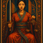 Portrait of a woman in a patterned kimono with flowers