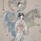 Ethereal Figures in Traditional Garments with Horse