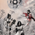 Warriors in Battle Amidst Dramatic Mountain Landscape