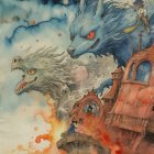 Ethereal Ballerinas in Colorful Abstract Dance Scene