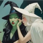 Elegantly Dressed Figures in a Mystical Setting