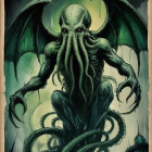 Cthulhu Overlooking a Dark Gothic Cityscape