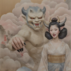 Portrait of a Young Woman in Traditional Kimono